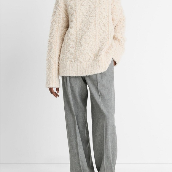 VINCE Textured Loop-Stitch Cable Wool-Blend Sweater - Picture 2 of 10